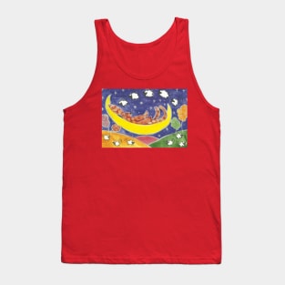 Quirky Hare counting sheep on the moon Tank Top